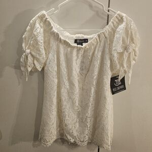 NWT Miss Chievous Ivory Lace Peasant Blouse